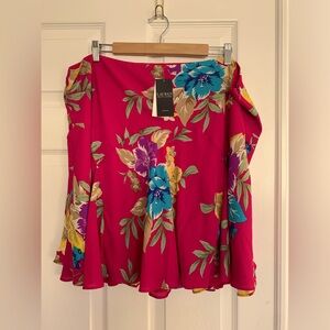 NWT Ralph Lauren Pink Floral Skirt: Side Zip, Polyester, Lined, 18W